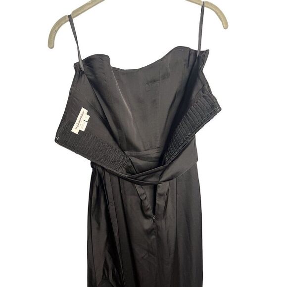 NEW V. Chapman June Corset Jacquard Front-Slit Gown Black Strapless Satin Size 4 - Picture 9 of 10